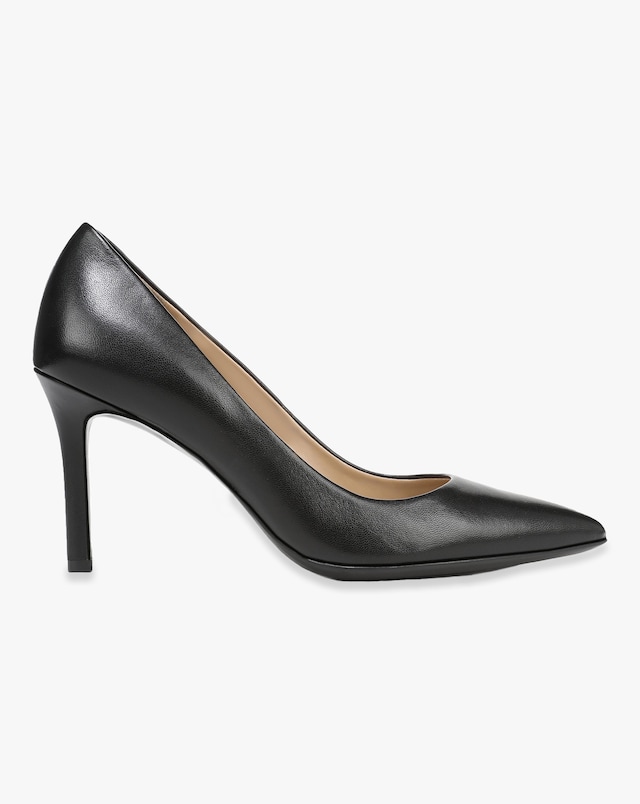 Naturalizer Anna Black Leather Court Shoes Wide Fit (E)