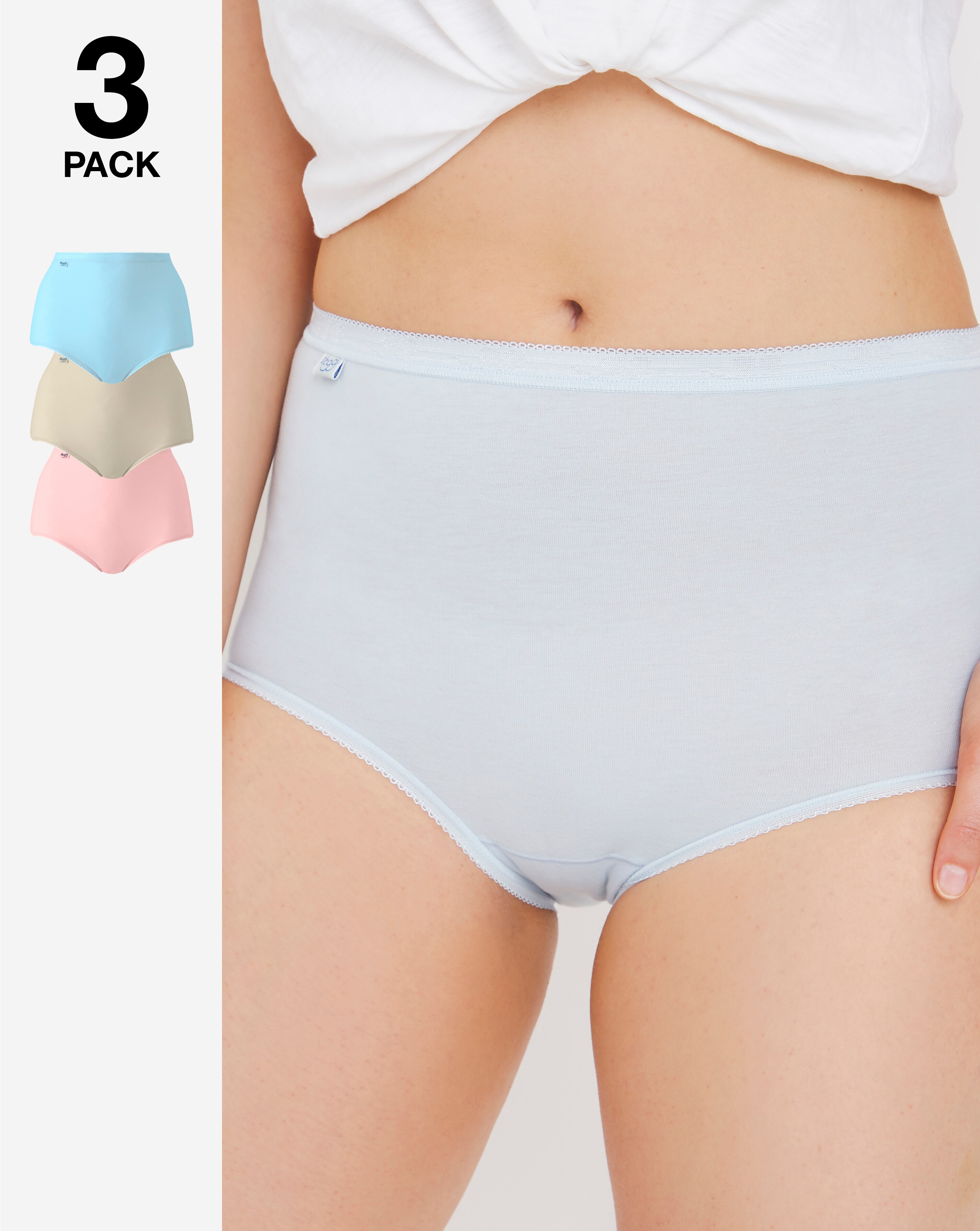 Sloggi 3Pack Cotton Basic Maxi Knicker, Brights or Pastels