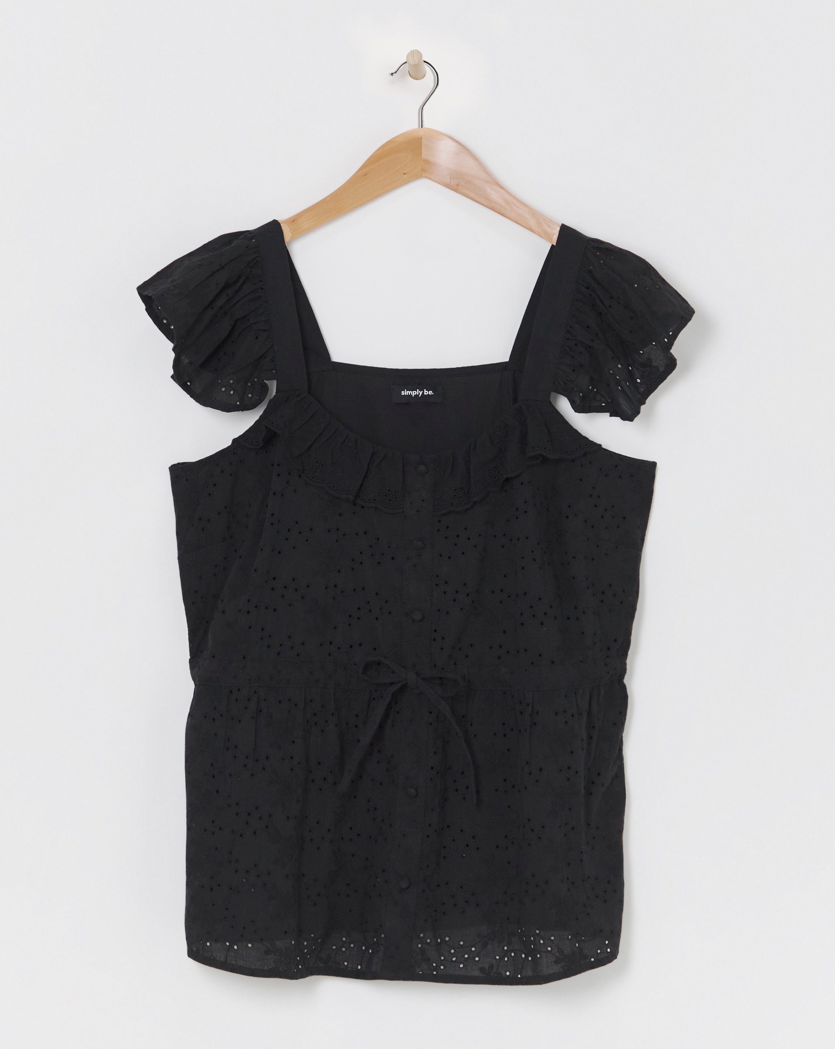 SBE Black Frill Sleeve Broderie Blouse