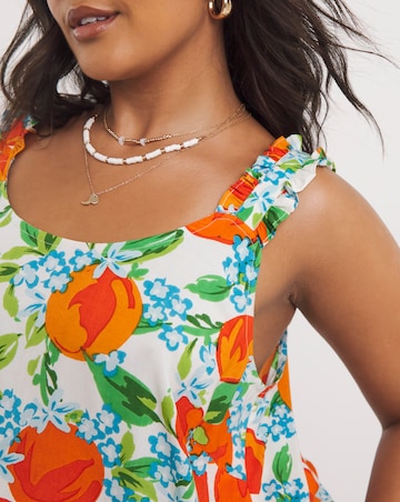 Fruit Print Viscose Frill Strap Cami