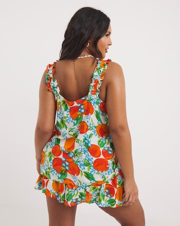 Fruit Print Viscose Frill Strap Cami