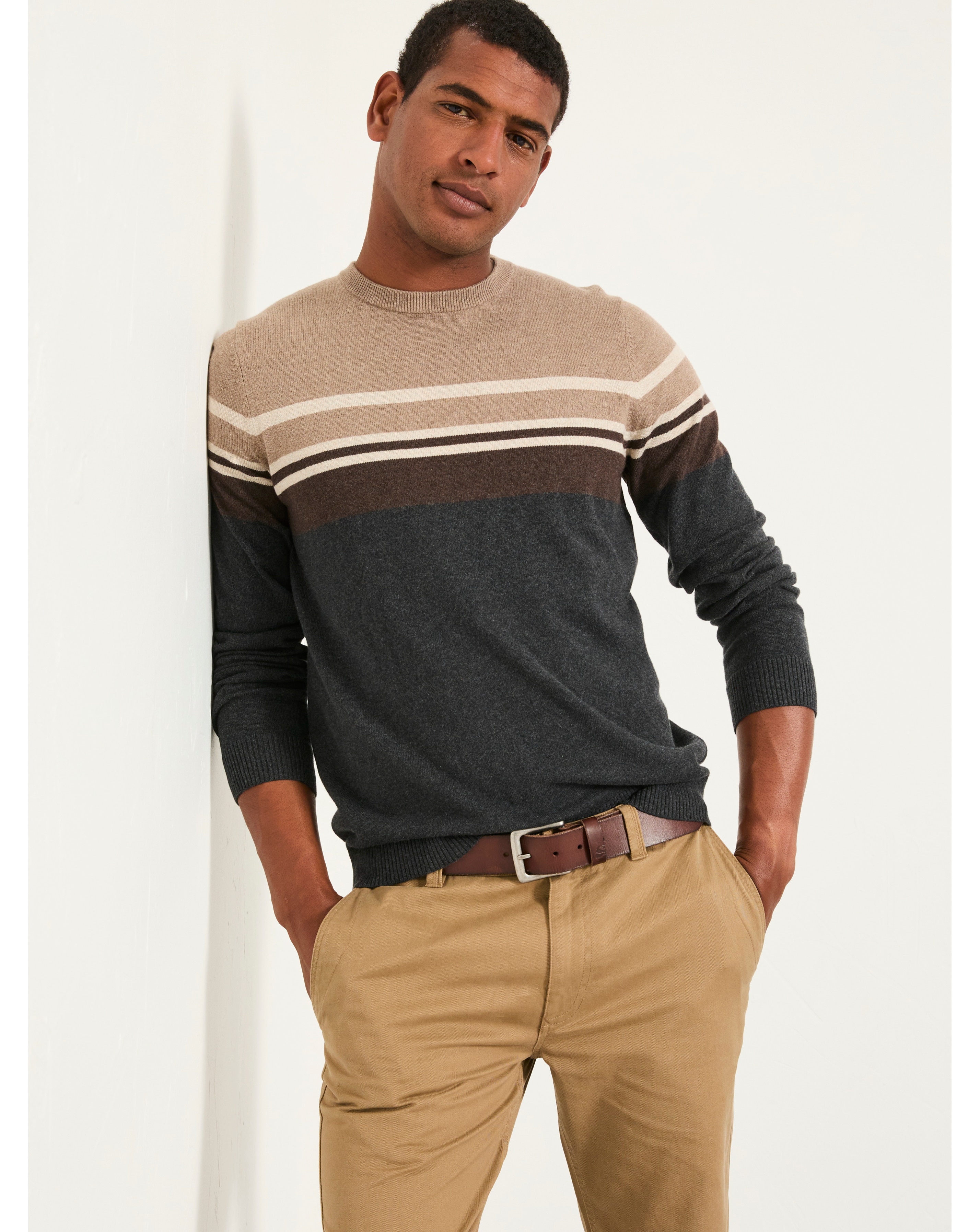 FatFace Rye Stripe Jumper - Grey