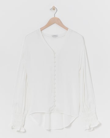 Ivory Button Through Dipped Back Blouse