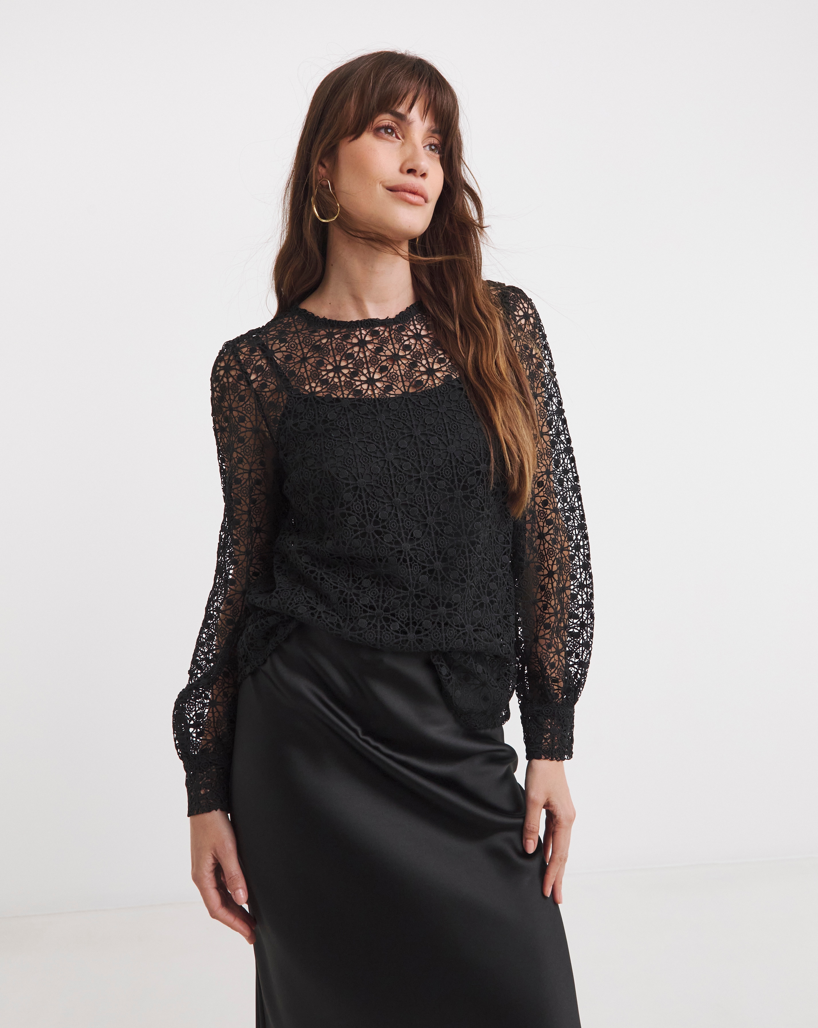 Volume Sleeve Lace Top