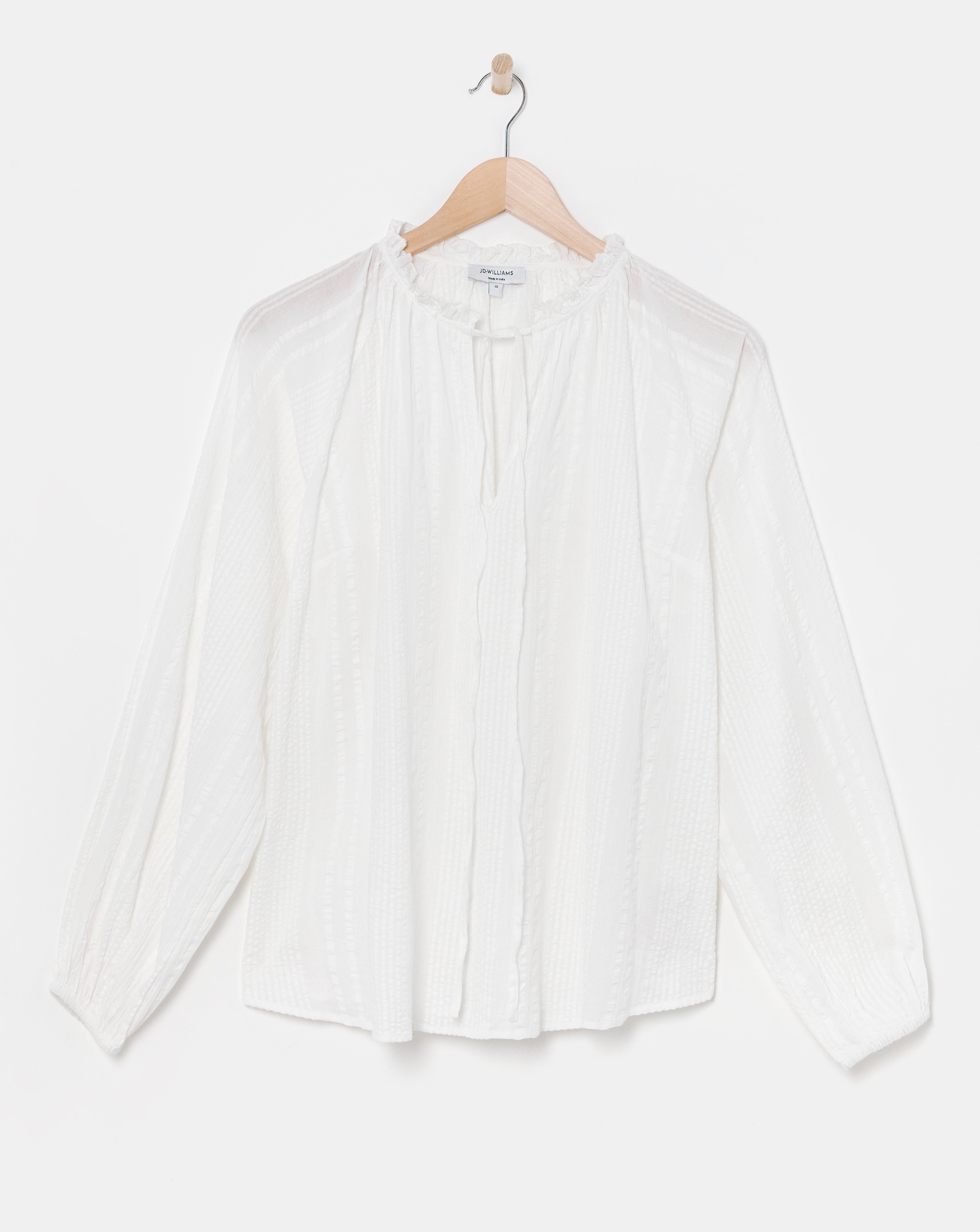 Collarless Tie Neck Blouse