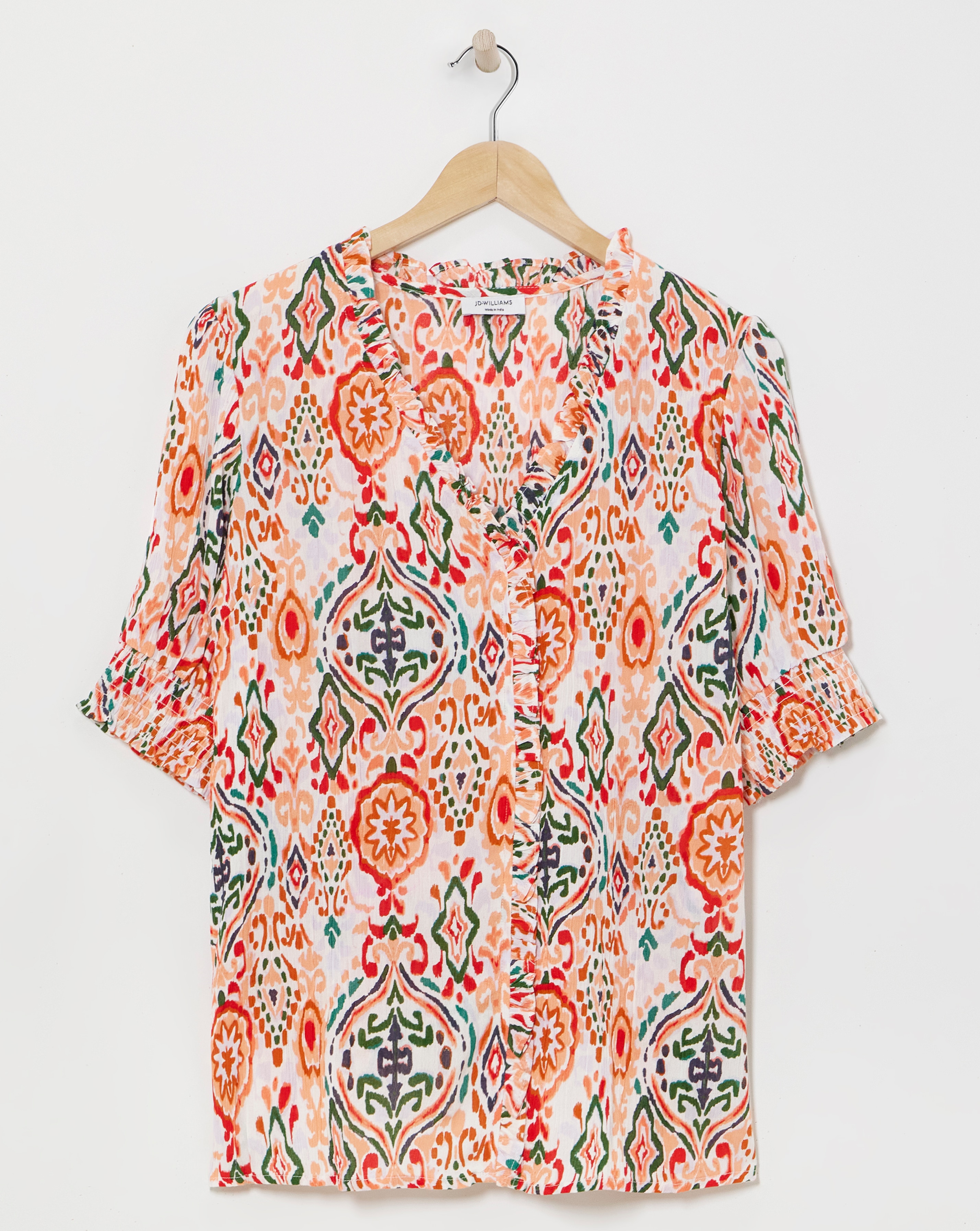 Printed Frill Trim Top