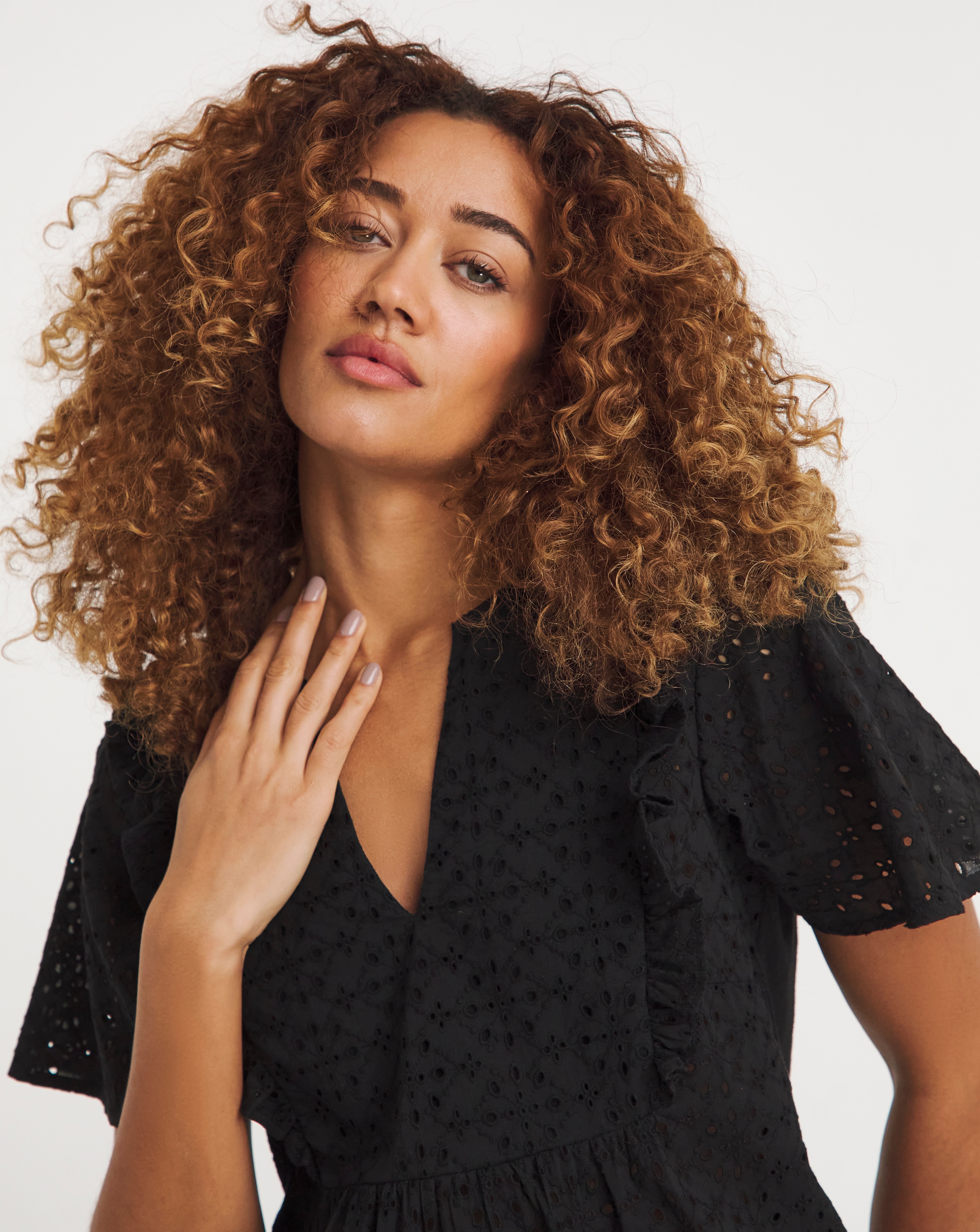 Broderie Frill Jersey Back Top