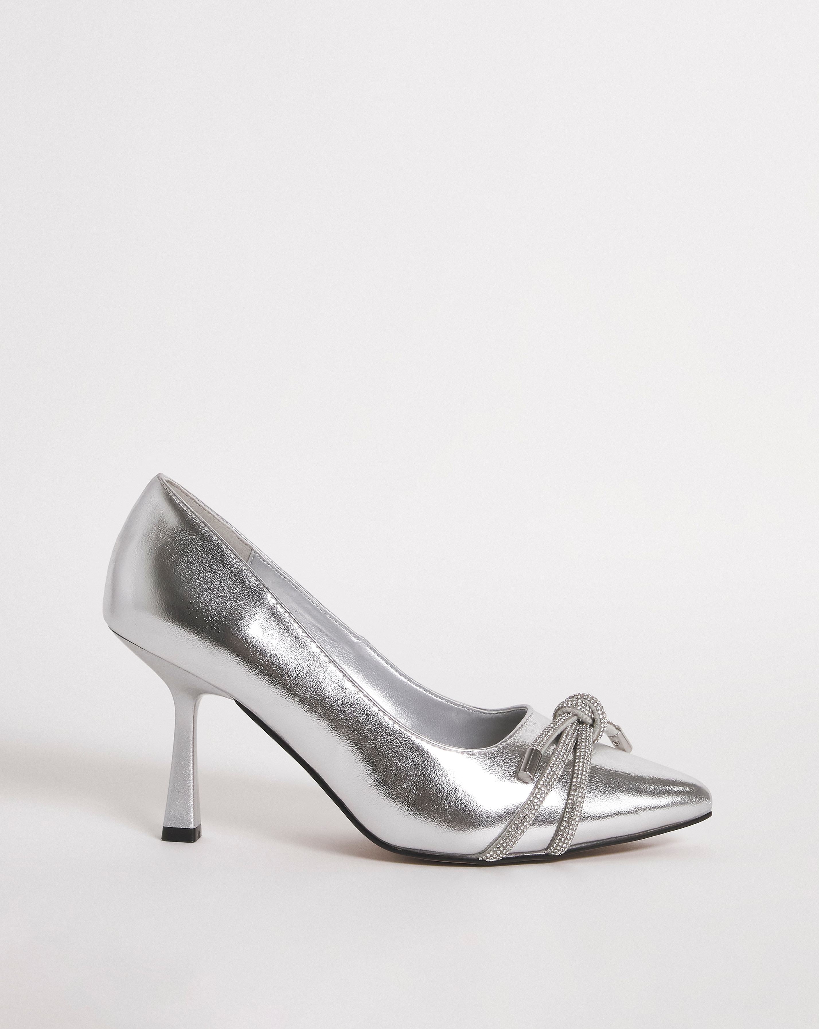 Diamante Knot Heeled Shoes Ex Wide Fit