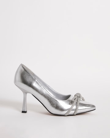 Kara Diamante Knot Heeled Metallic Shoes - Extra Wide Fit (EEE)