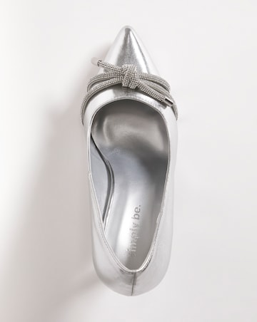 Kara Diamante Knot Heeled Metallic Shoes - Extra Wide Fit (EEE)