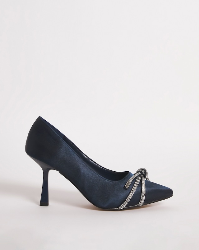 Kara Diamante Knot Heeled Shoes - Wide Fit (E)