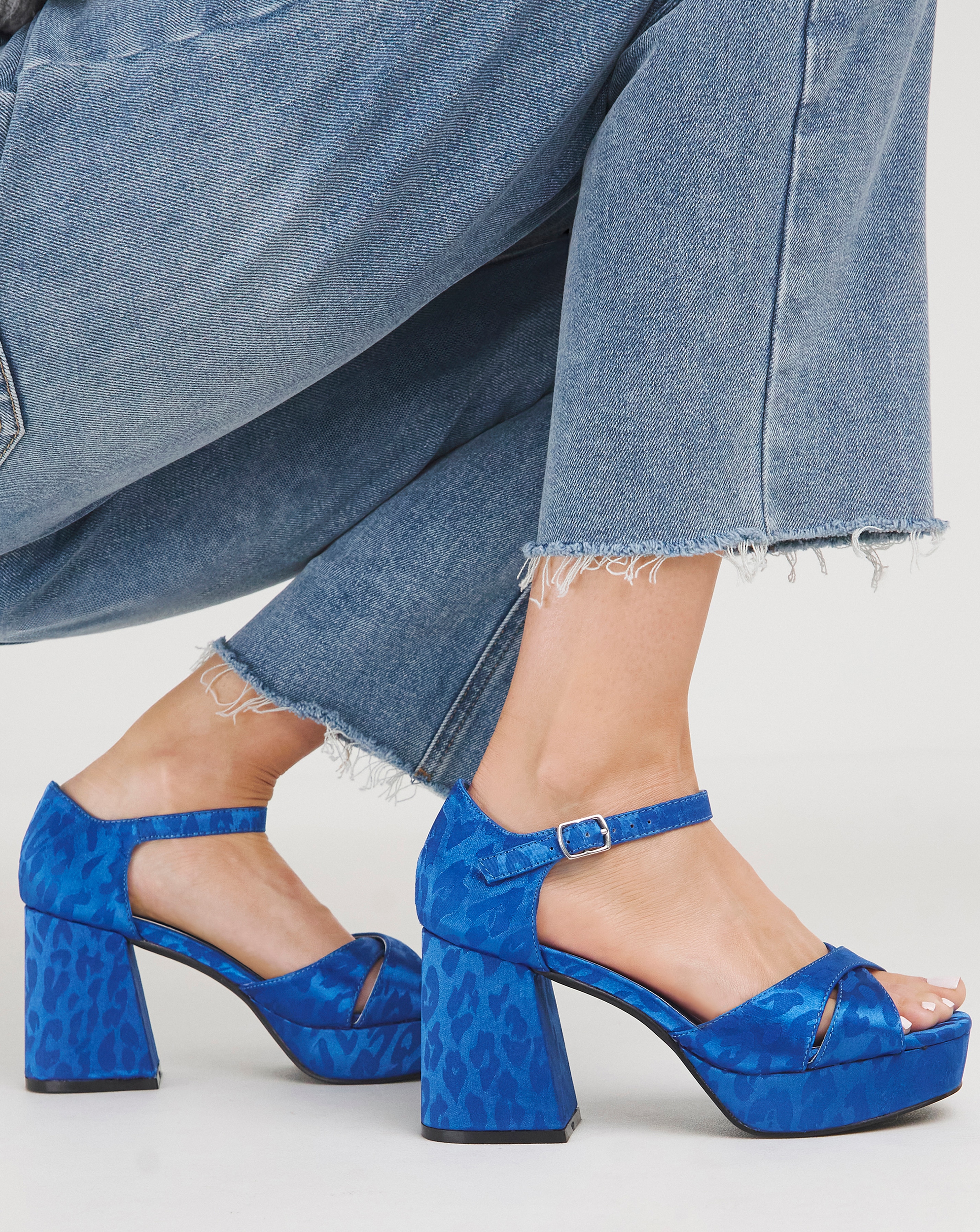 Cross Platform Heeled Sandals Ex Wide