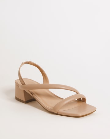 Avery Asymmetric Low Block Heeled Sandals - Wide Fit (E)