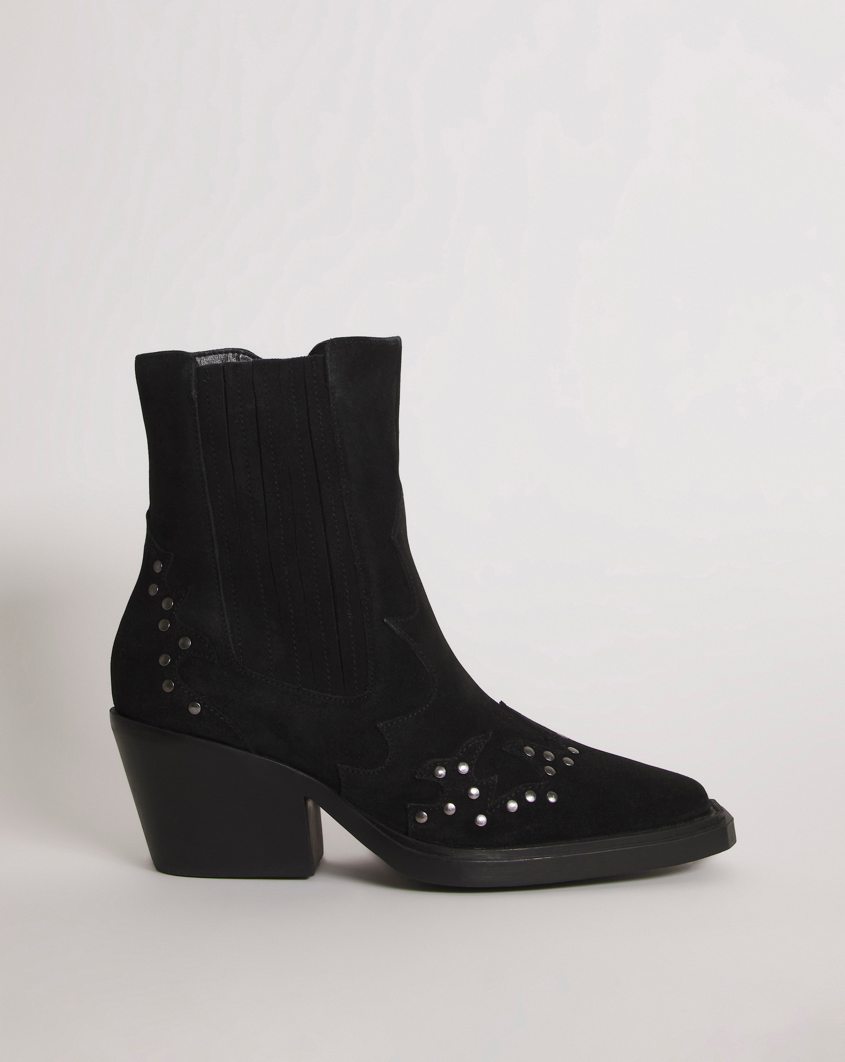 Studded Cowboy Ankle Boots Wide