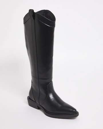 Zaida Western Cowboy Knee High Boots - Extra Wide Fit (EEE) & Super Curvy Calf