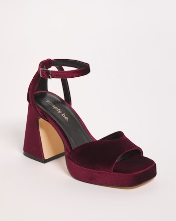 Emi Velvet Platform Heeled Sandals - Extra Wide Fit (EEE)