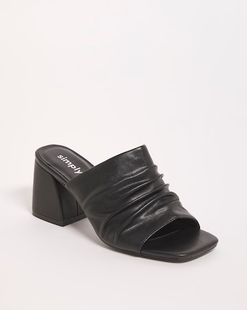 Elissa Ruched Heeled Mule Sandals - Extra Wide Fit (EEE)