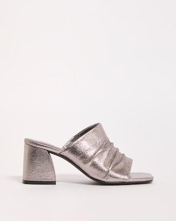 Elissa Metallic Ruched Heeled Mule Sandals - Extra Wide Fit (EEE)