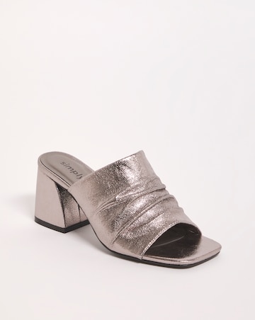 Elissa Metallic Ruched Heeled Mule Sandals - Extra Wide Fit (EEE)