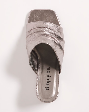 Elissa Metallic Ruched Heeled Mule Sandals - Extra Wide Fit (EEE)