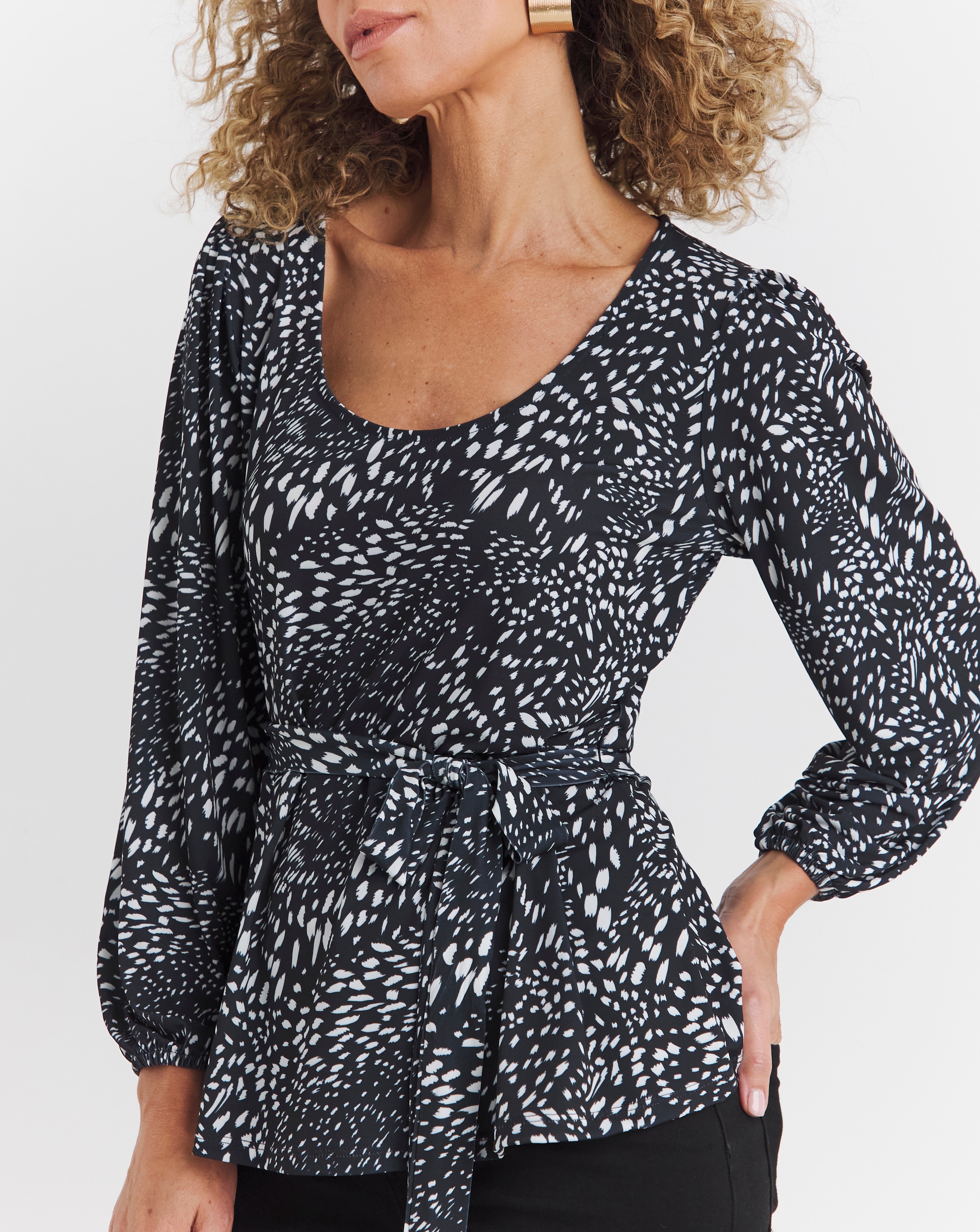 Tie Waist Printed Top