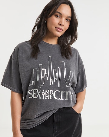 Simply Be Washed Grey Sex & The City Foil License T-Shirt