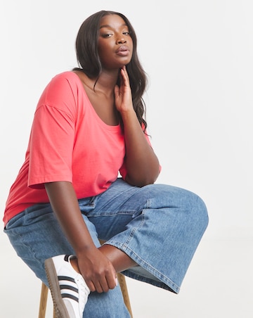 Simply Be Washed Red Scoop Neck Pure Cotton T-Shirt