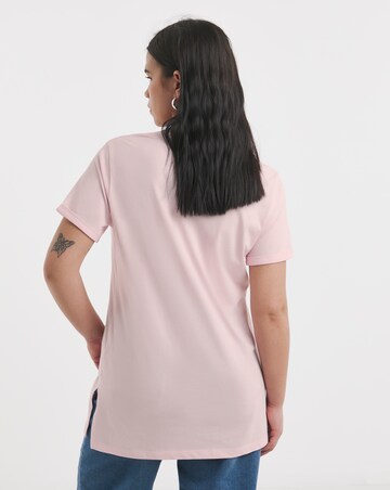 Simply Be Charcoal & Pink 2 Pack V Neck Longline Pure Cotton T-Shirts