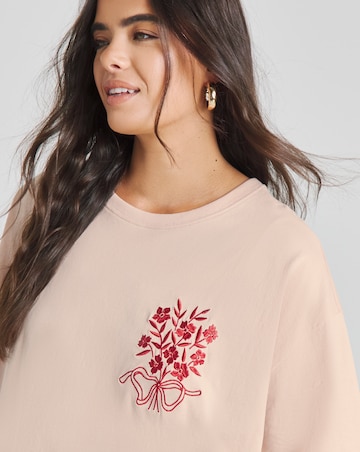 Simply Be Blush Pink Pocket Embroidery T-Shirt