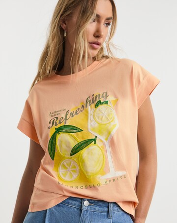 Simply Be Peach Lemon Spritz Boxy T-Shirt