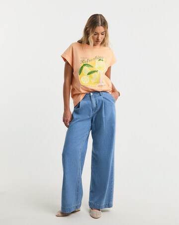 Simply Be Peach Lemon Spritz Boxy T-Shirt