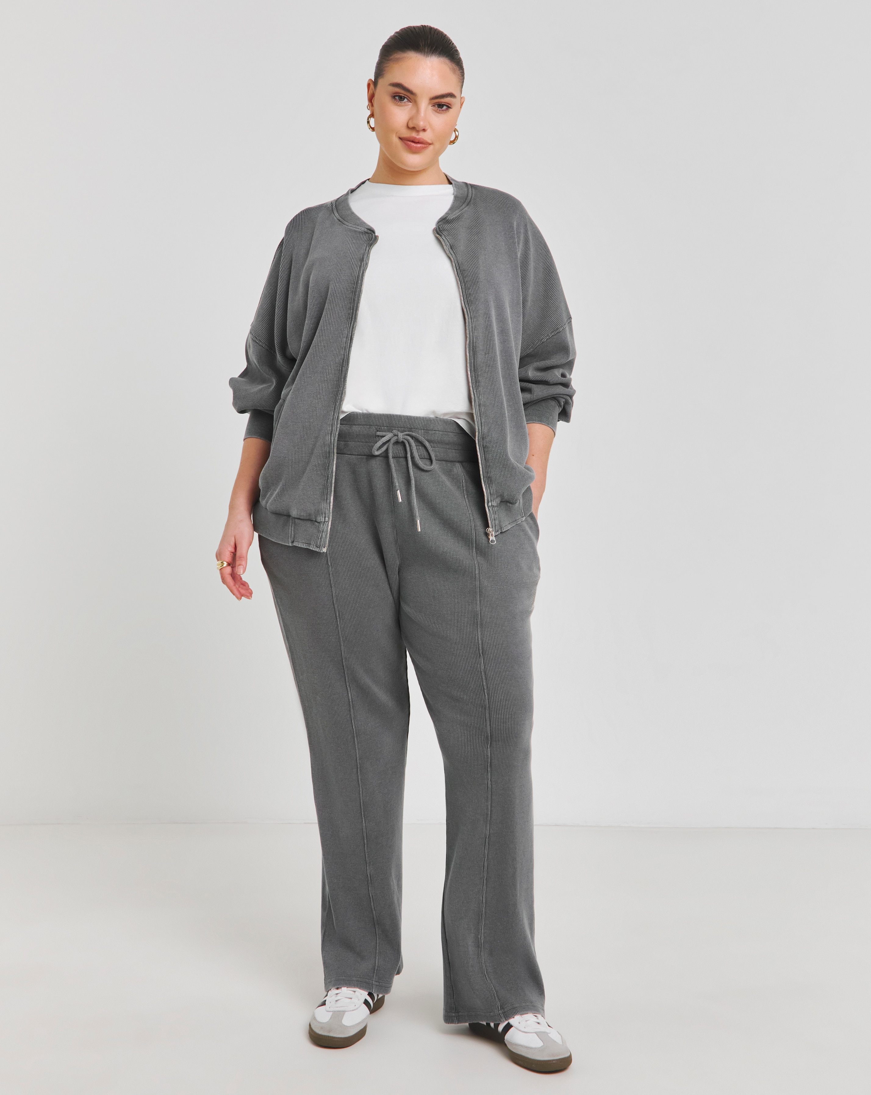 Simply Be Waffle Wide Leg Joggers