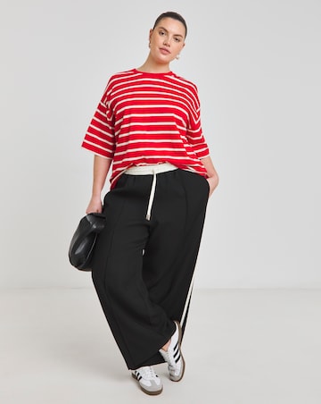 Simply Be Red & Ecru Stripe Pure Cotton Crew Neck T-Shirt