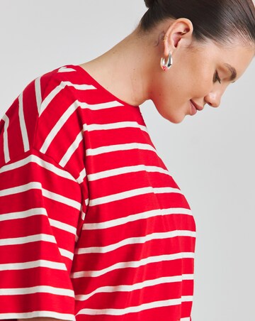 Simply Be Red & Ecru Stripe Pure Cotton Crew Neck T-Shirt