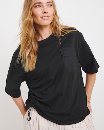 Simply Be Black Utility Pocket Pure Cotton T-Shirt