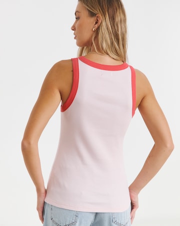 Pink Ribbed High Neck Tank