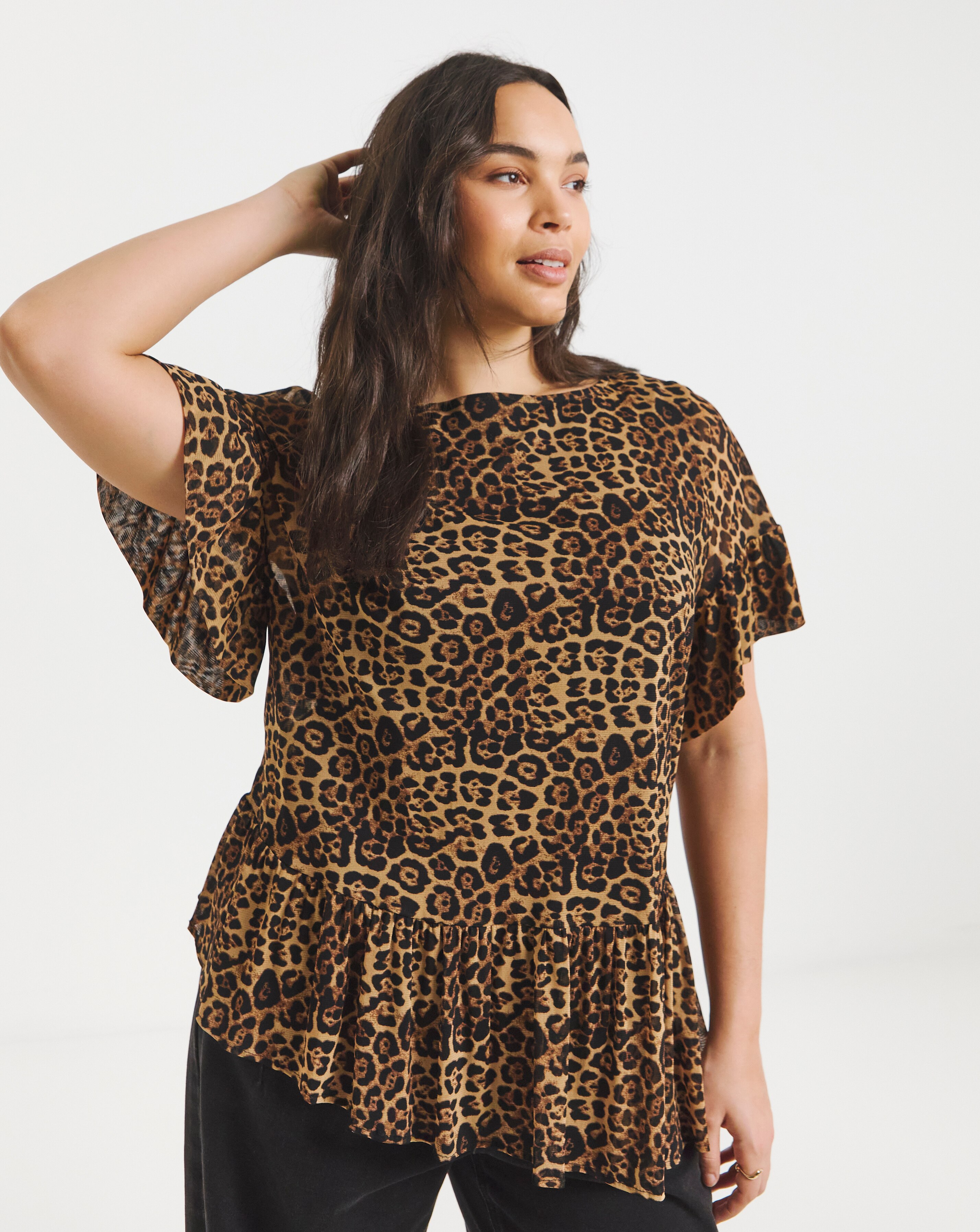 Simply Be Asymetric Leopard T-Shirt