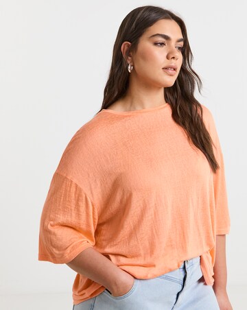 Simply Be Coral Slouchy Pure Cotton T-Shirt