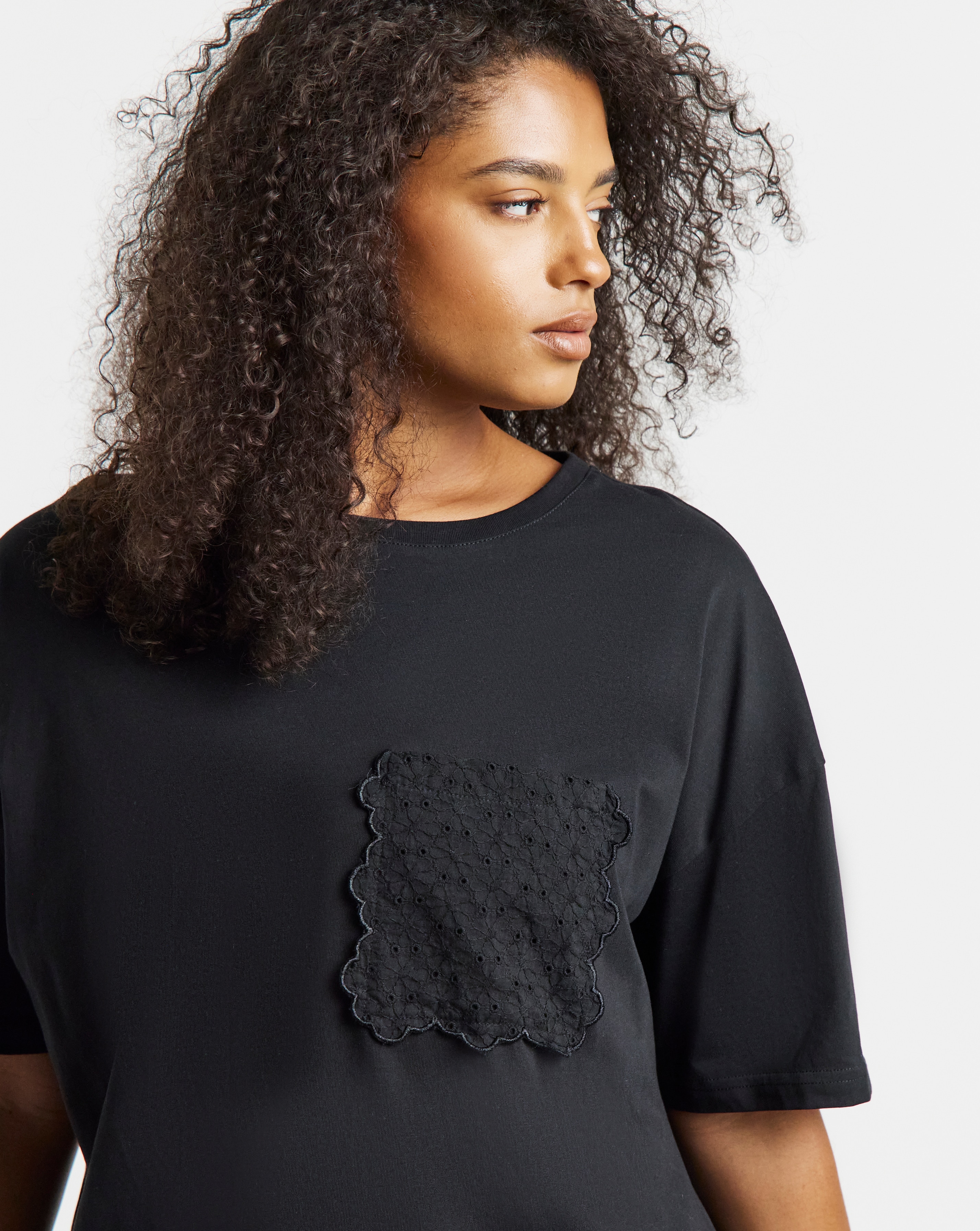 Simply Be Broderie Pocket T-Shirt