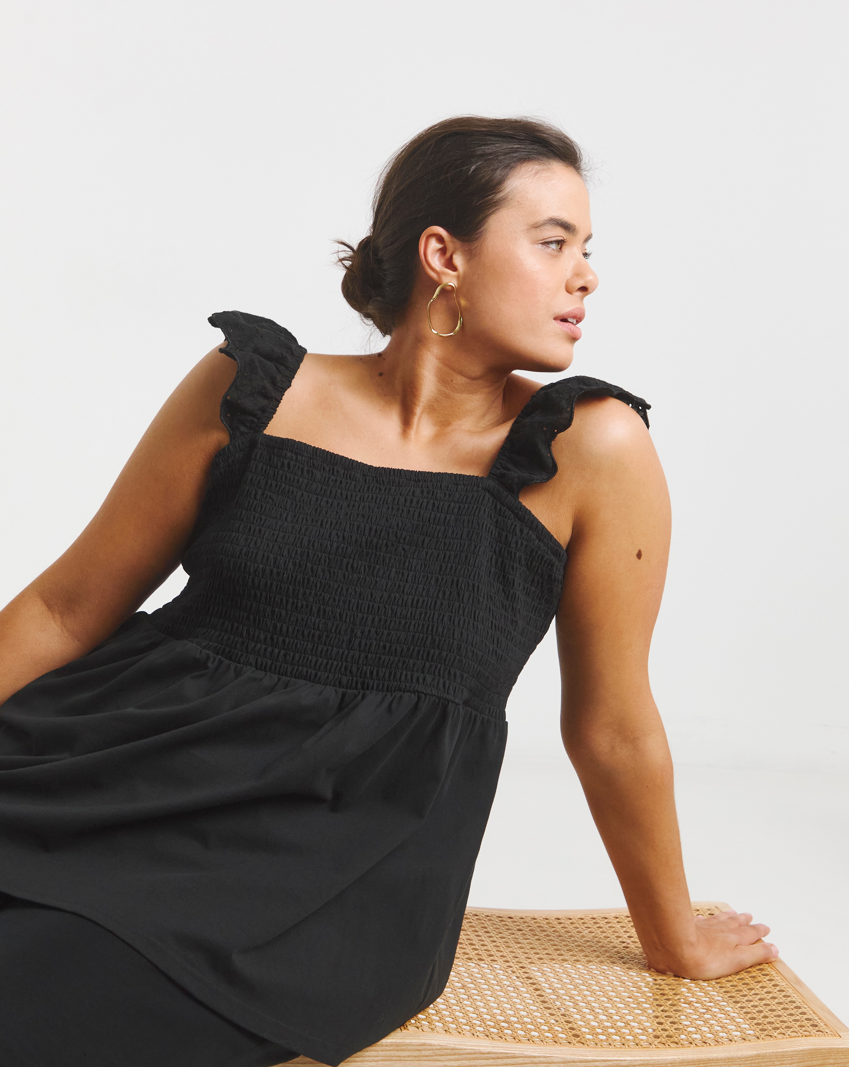 Simply Be Broderie Ruched Bust Vest