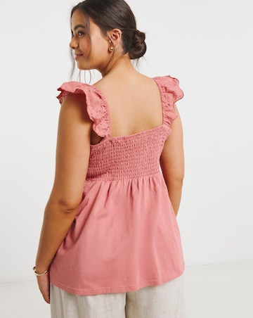 Simply Be Washed Red Broderie Ruched Bust Vest