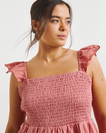 Simply Be Washed Red Broderie Ruched Bust Vest