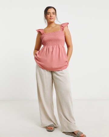 Simply Be Washed Red Broderie Ruched Bust Vest