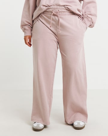 Simply Be Pink Deep Waistband Wide Leg Joggers
