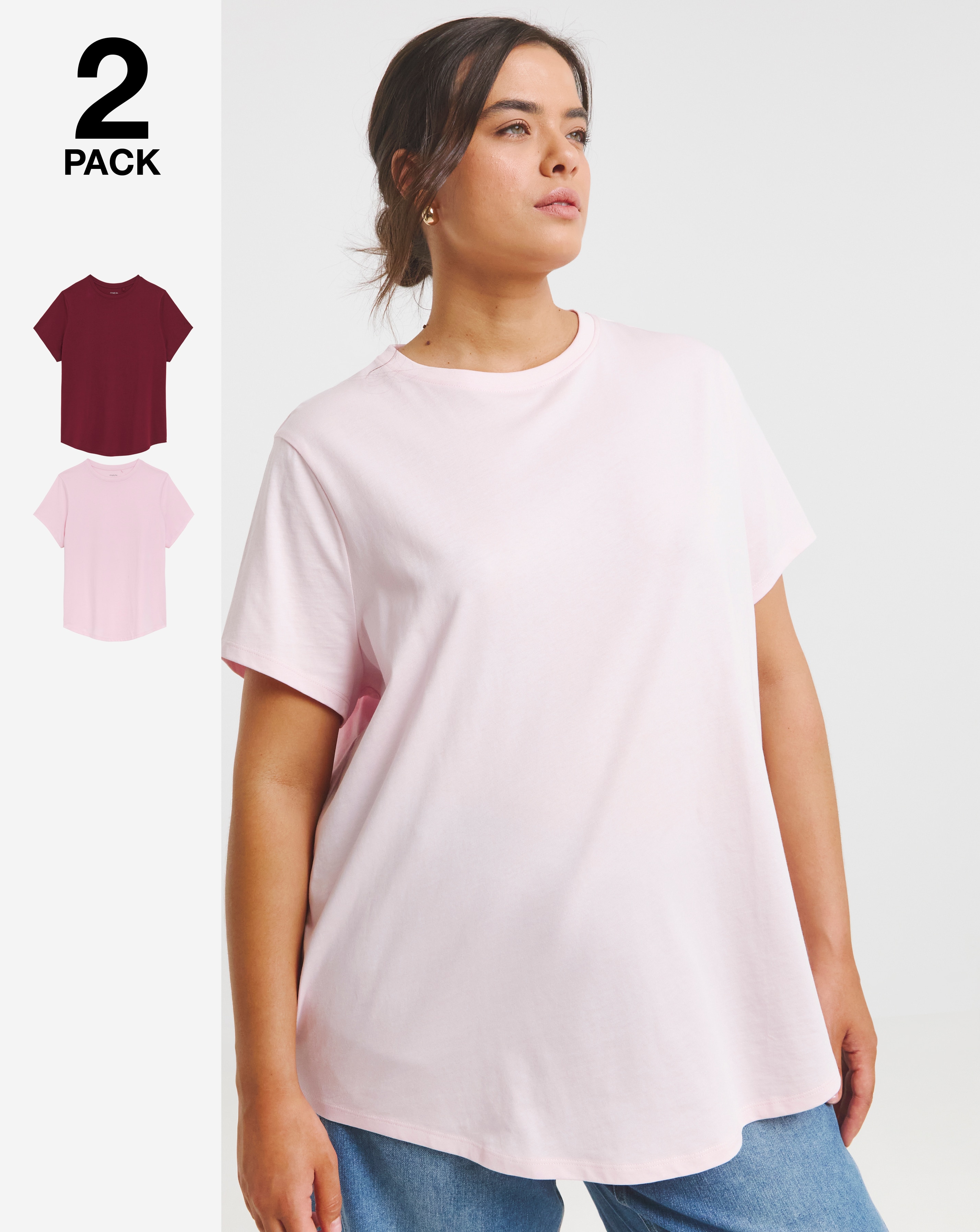 Simply Be 2 Pack Curved Hem T-Shirts