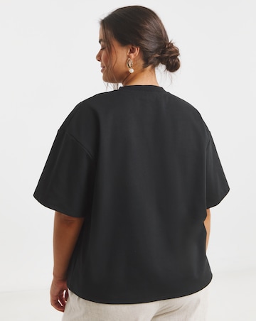 Simply Be Black Luxe Heavyweight Cotton Cut Work T-Shirt