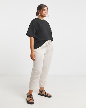 Simply Be Black Luxe Heavyweight Cotton Cut Work T-Shirt