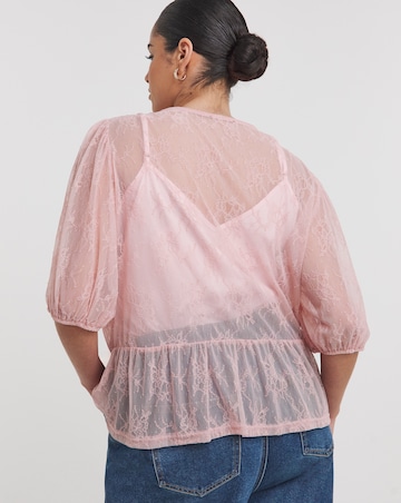 Simply Be Dusty Pink Lace Tie Front Top