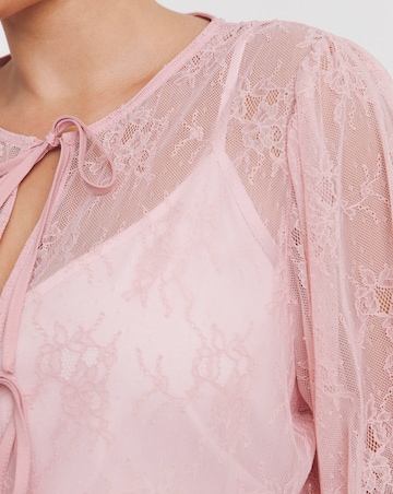 Simply Be Dusty Pink Lace Tie Front Top