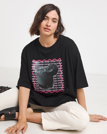 Simply Be Black Spicy Margs Graphic Oversized T-Shirt